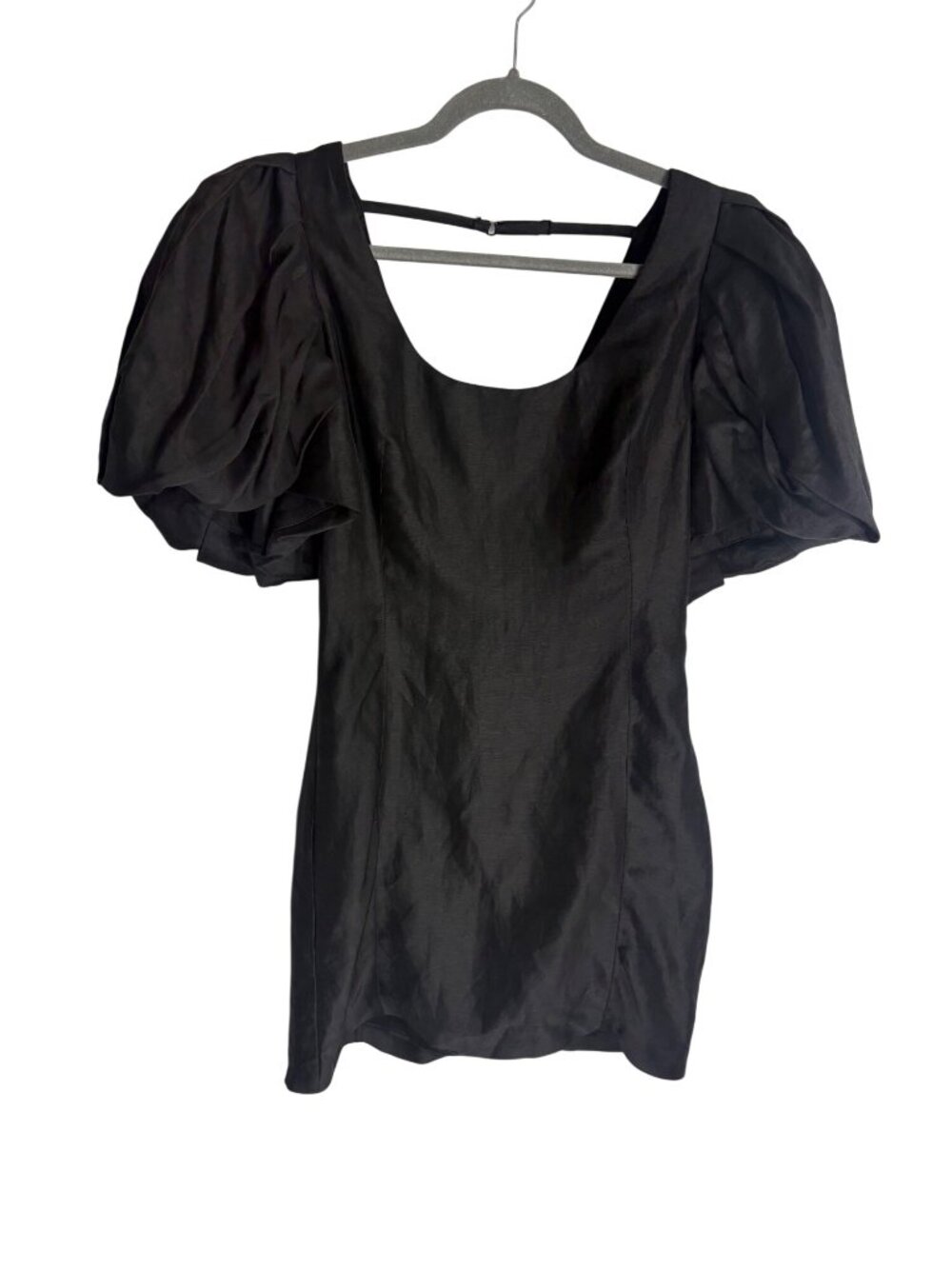 NWT Frame Puff Sleeve U-Neck Mini Dress Black Noir-sz Medium - Picture 5 of 12
